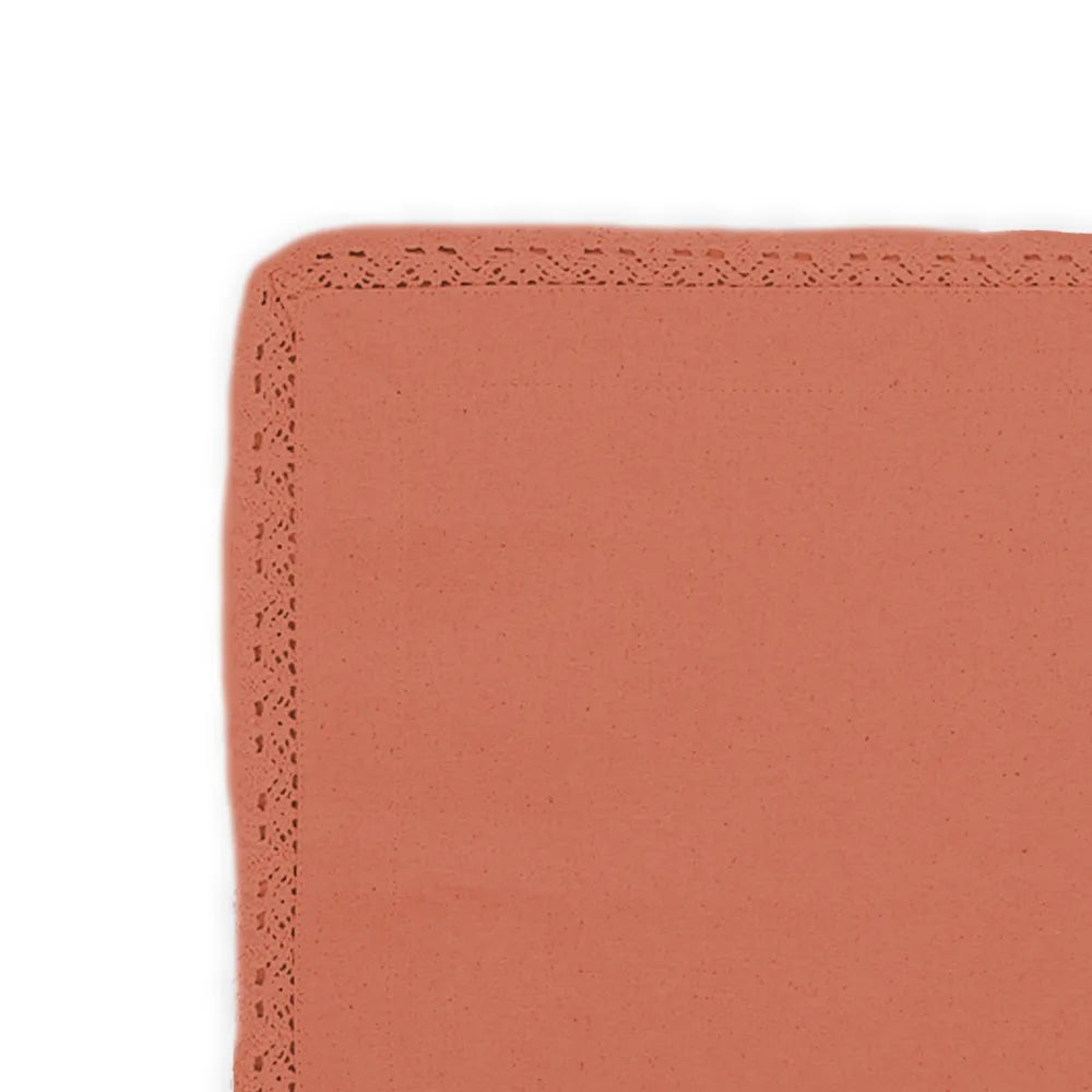 Rust wedding napkins with lace edging – 100% cotton reusable napkins
