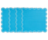 Set of 12 turquoise cotton scalloped napkins, 18x18 inch dinner napkins with elegant scalloped edges, reusable and machine washable