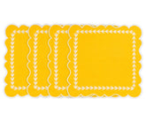 Set of 12 yellow cotton scalloped napkins, 18x18 inch cloth dinner napkins with scalloped edges, reusable and machine washable