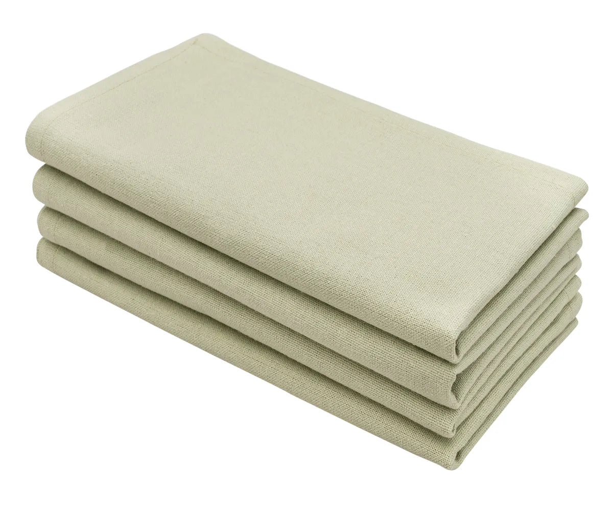 Set of 12 sage green cloth napkins in 100% cotton, soft and durable, machine washable, perfect for restaurants, weddings, or family meals