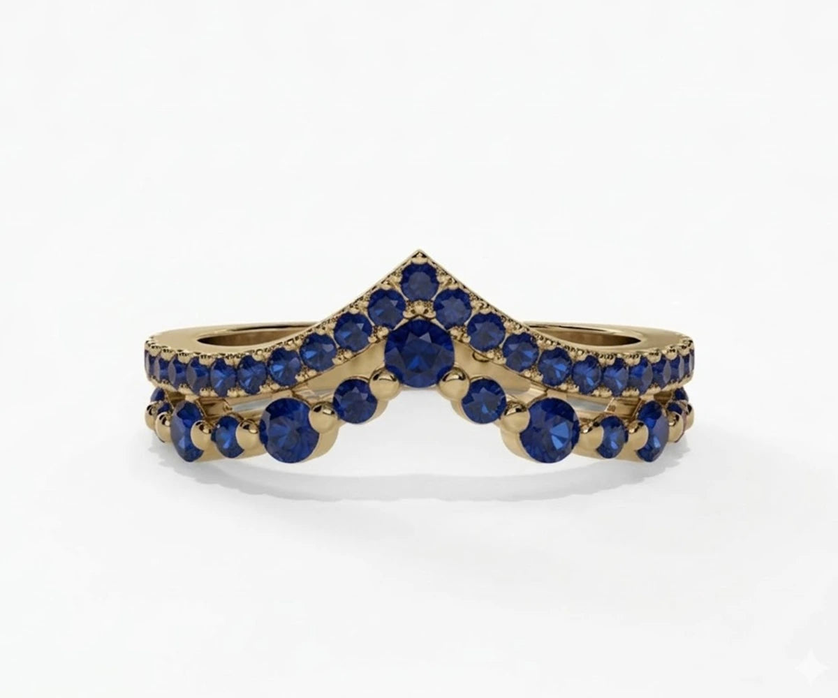 Princess cut sapphire ring in gold, perfect for wedding ring sets and bridal wear, buy round cut gemstone ring gold online for women