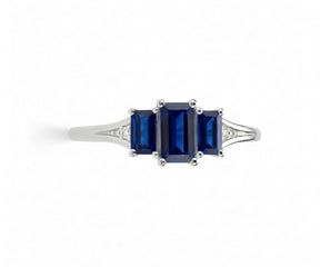 Sapphire Ring with White Zircon