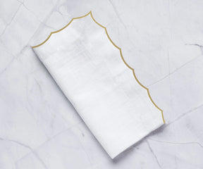 Reusable 100% cotton embroidered napkins designed for weddings, dining settings, and elevated home table styling.