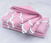 Pink Scalloped Embroidered Cotton Napkins - Set of 4 (18x18