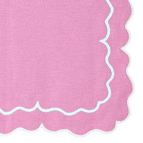 Reusable Pink Cotton Napkins with Decorative Scalloped Edges - Perfect for Weddings