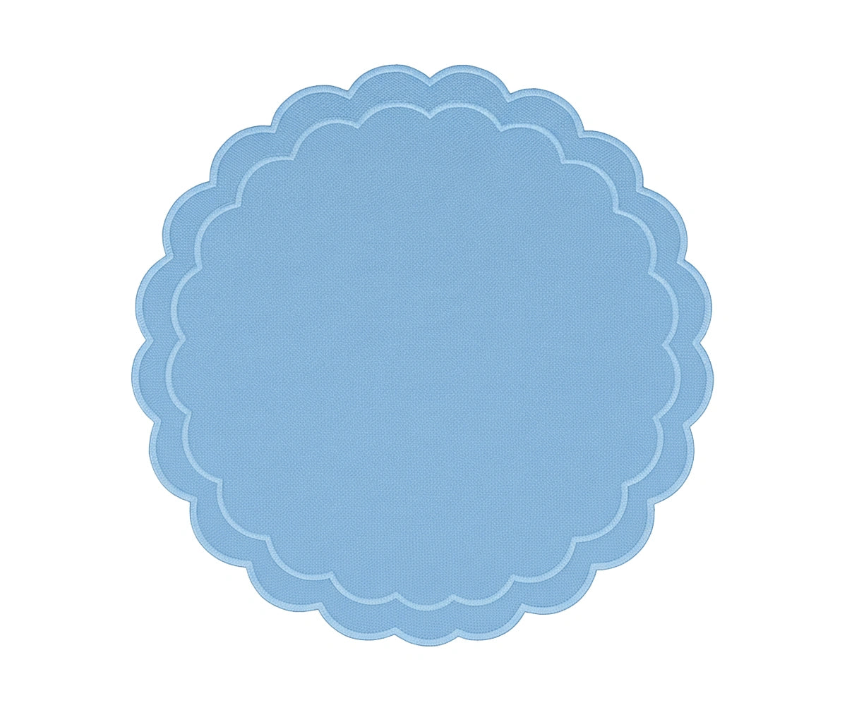 Cotton light blue scallop placemat for weddings and holiday dinners