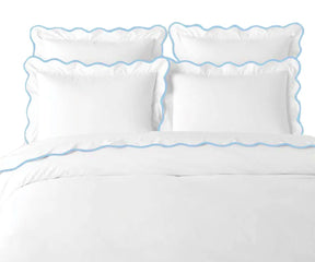 Soft light blue cotton scalloped bedding set for calm bedrooms