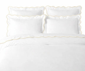 Elegant ivory cotton scalloped bedding set for timeless bedrooms
