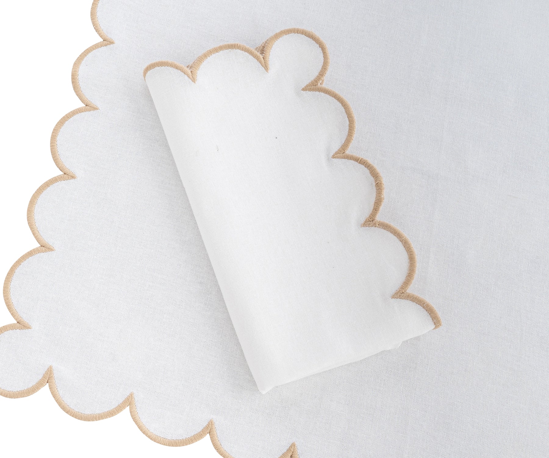 Set of beige and white cotton napkins, soft cloth napkin for dining