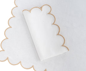 Set of beige and white cotton napkins, soft cloth napkin for dining