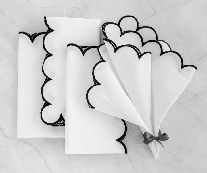 Black Scalloped Edge Napkins - LongWave