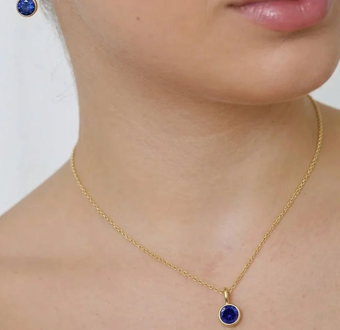 sapphire pendant necklace September birthstone jewelry gift for her, dainty sapphire necklace for women everyday wear