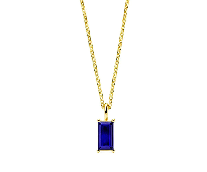 Women's blue sapphire necklace for anniversary gift