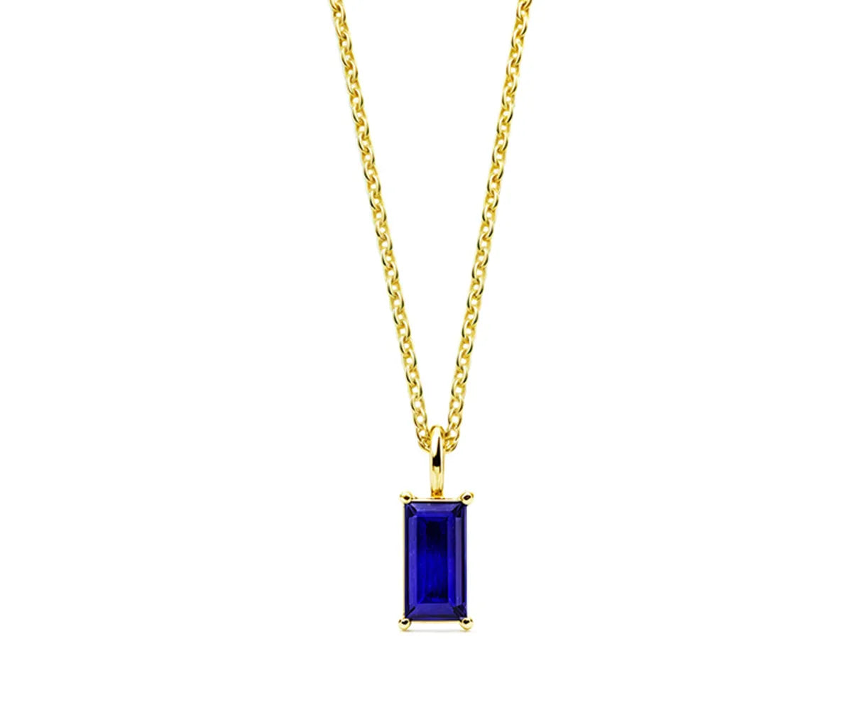 Women's blue sapphire necklace for anniversary gift