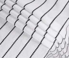 Elegant dining table cover in black and white cotton fabric