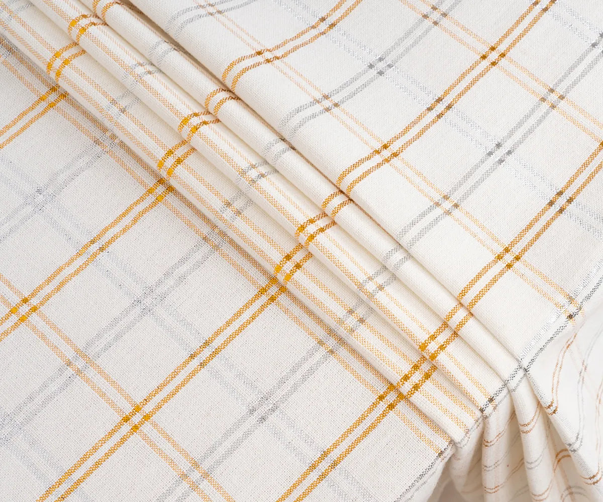 Classic white buffalo check tablecloth for festive dining or Thanksgiving celebrations