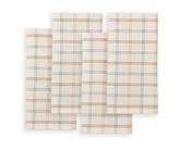 White plaid cotton napkins with gold and gray checks for elegant Christmas table setting