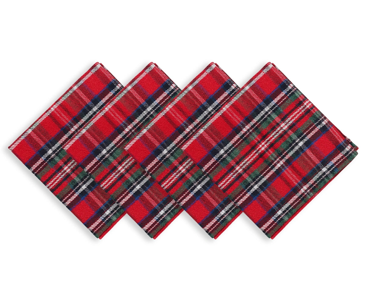 Classic red and green tartan tablecloth made from 100% cotton for holiday dining décor