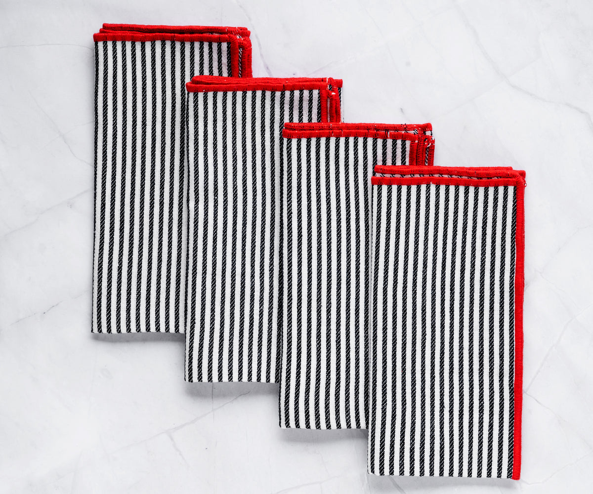 Cloth Napkins Set of 4 - Striped Dinner Napkins