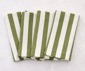 Soft textured cotton linen napkins showcasing a tailored cabana stripe design