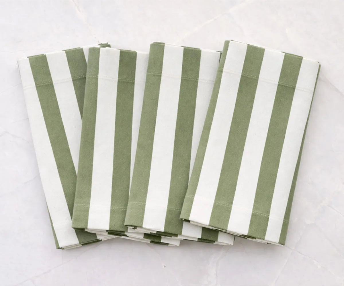 Minimalist striped cloth napkins styled for weddings, parties, and thoughtfully curated tables