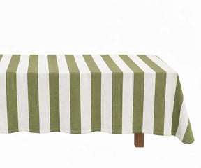 Striped cotton linen rectangle tablecloth showcasing natural fabric texture for everyday dining and special occasions