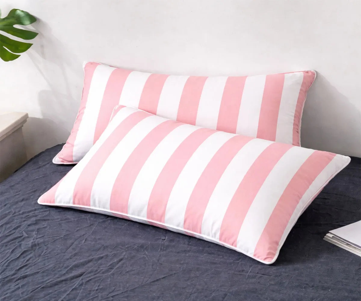 Cabana stripe pillowcase made from a cotton and linen blend with a soft woven texture