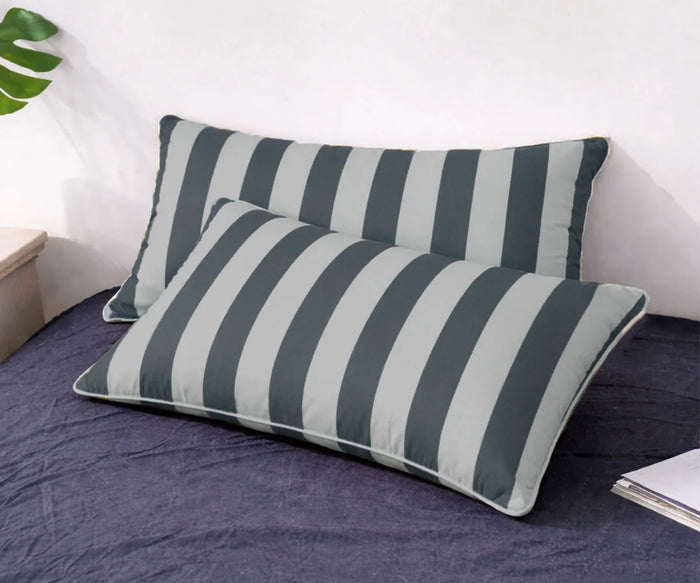 Cabana stripe pillow case covers crafted from a soft cotton linen blend, combining breathable comfort with timeless striped bedding style. 