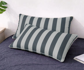 Cabana stripe pillow case covers crafted from a soft cotton linen blend, combining breathable comfort with timeless striped bedding style. 