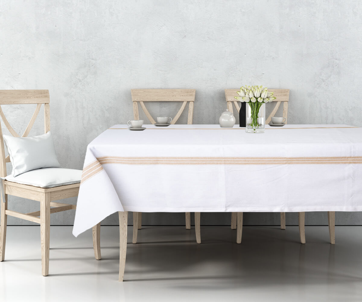 Bring rustic charm to your table setting with a Farmhouse Tablecloth.