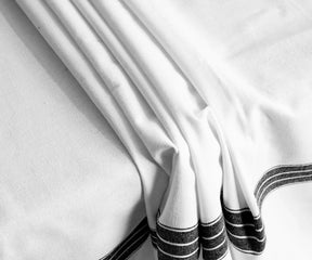 Elegant cotton rectangle tablecloth with black stripe design for parties
