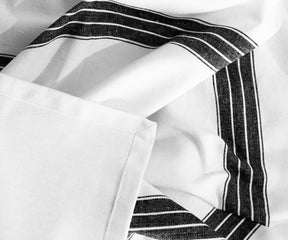 Durable cotton rectangle tablecloth with black stripes for everyday dining
