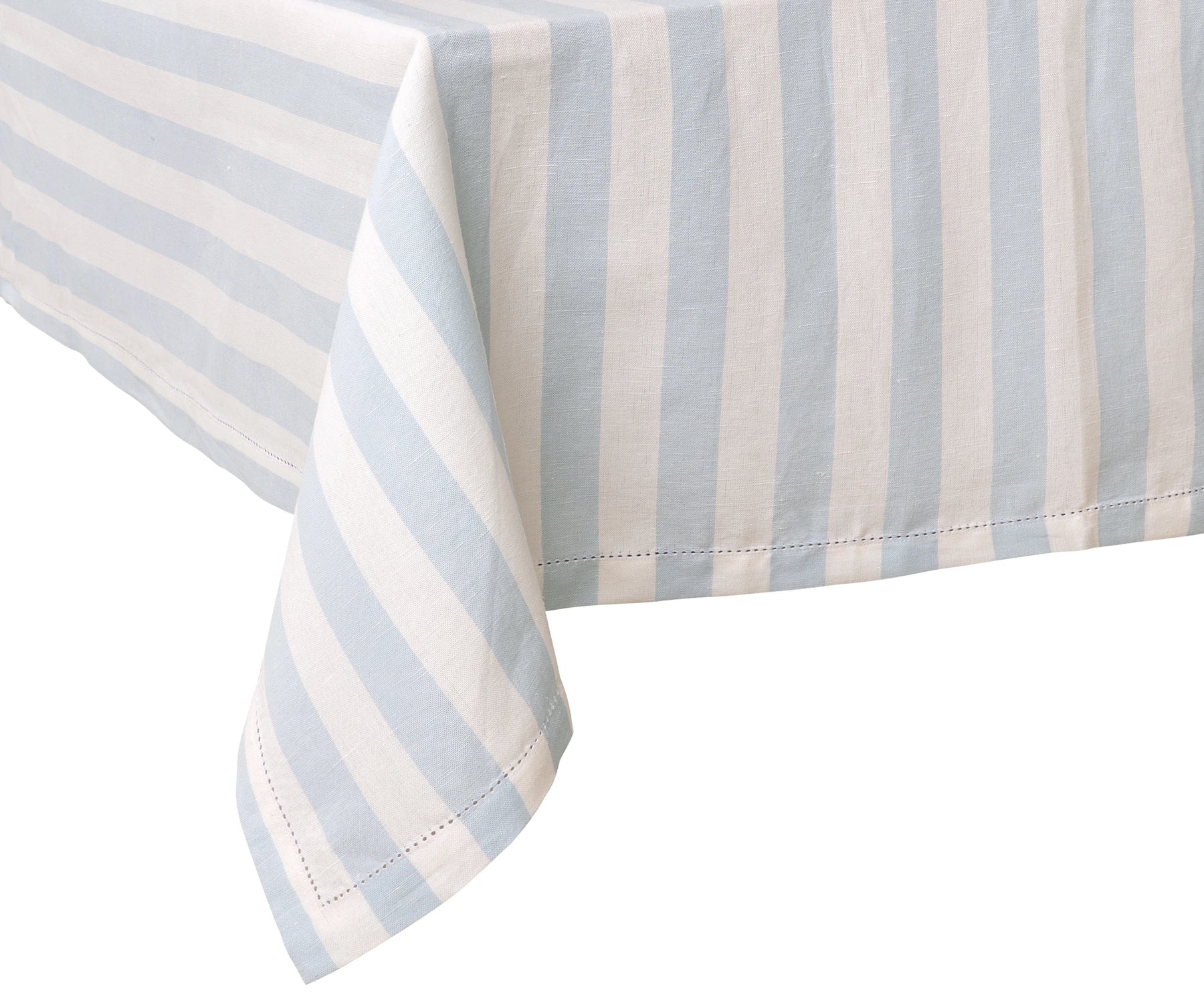 This striped tablecloth offers a look for dining tables while being durable and washable.
