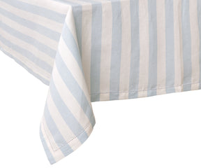This striped tablecloth offers a look for dining tables while being durable and washable.
