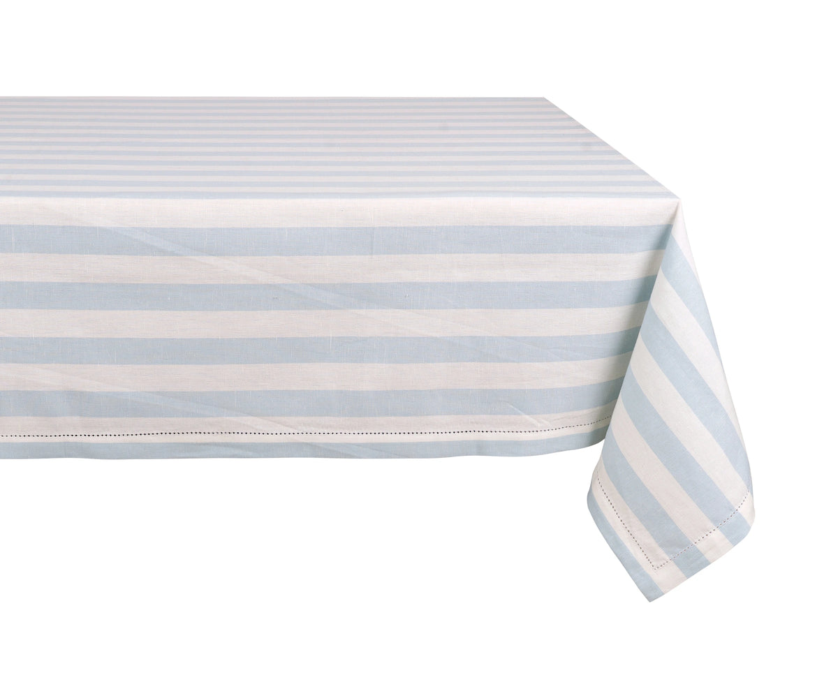 This rectangular cotton tablecloth with a hemstitch border is perfect for party table settings.
