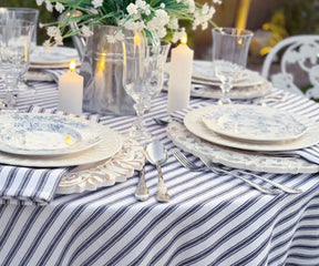 Striped rectangle cotton table cover for casual and special occasions