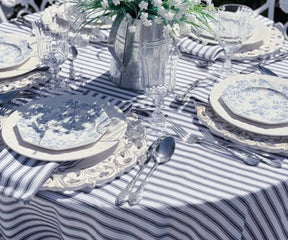 Classic striped cotton rectangle tablecloth for kitchen and dining room