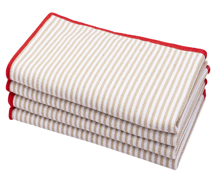 Farmhouse dinner napkins: Embrace the elegance of our linen napkin featuring a unique red edge finish, adding a contemporary and stylish edge to your dining decor.