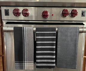 Stylish kitchen towels in a serene shade of blue, enhancing your culinary space.