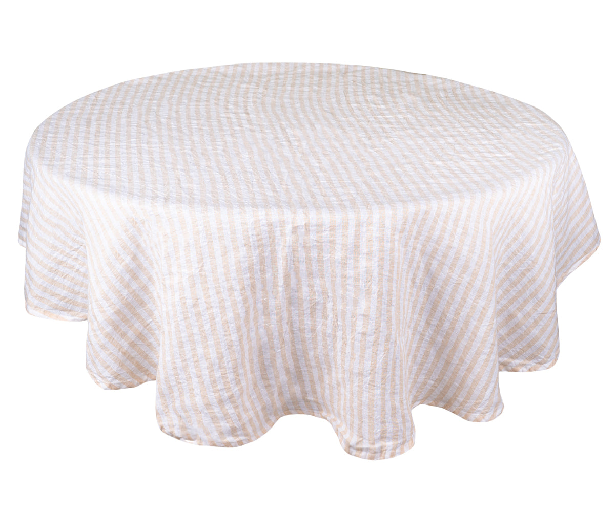A faux linen tablecloth with a textured appearance.