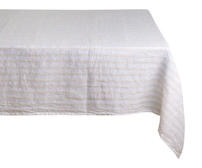 Beige tablecloth for a neutral and warm table setting.