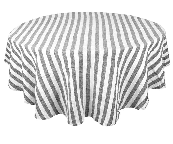 60" Round linen tablecloth in a versatile black color