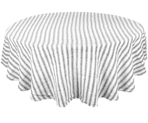 Striped tablecloth for a stylish and chic table setting.