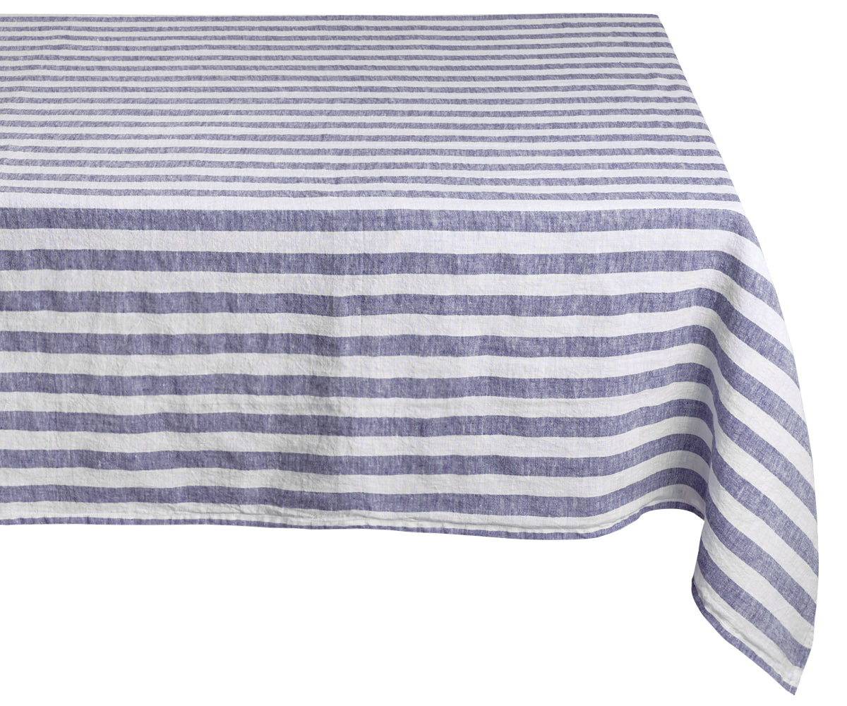 Blue linen tablecloth with a stylish and contemporary look.