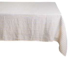 A pristine white linen tablecloth for elegant settings.