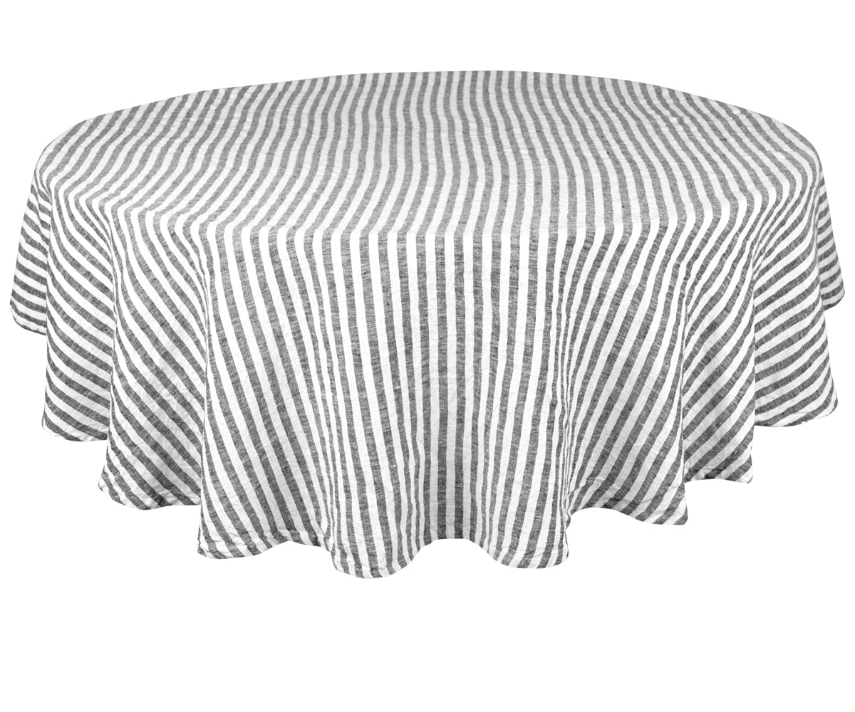 A 60-inch round linen tablecloth for a specific table size.
