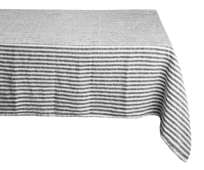 A refined white linen tablecloth for sophisticated gatherings.