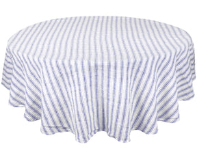 Blue linen tablecloth adding a touch of luxury to your table