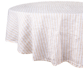 A faux linen tablecloth with a textured appearance.
