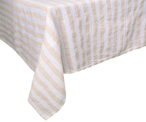 Faux linen tablecloth in beige, perfect for any occasion